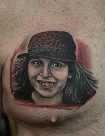 Black and Grey and Color Mix Child Portrait Tattoo by Eric Jones - Chosen Art Tattoo