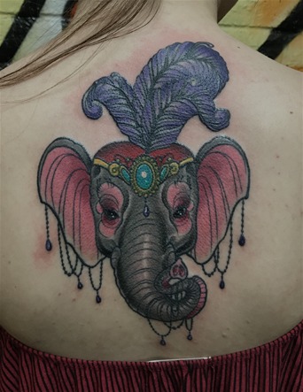 Color Circus Elephant Tattoo by Eric Jones - Chosen Art Tattoo