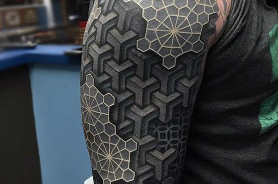 3D Arm Black and White Tattoo - Black Tattoo With White Ink - Chosen Art Ta...