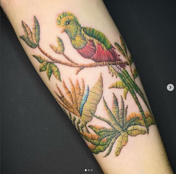 Embroidery Tattoos - Birds - 2020 Tattoo Trends - Chosen Art Tattoo - Image Credit Belongs to Yomera1