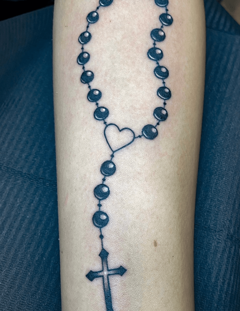 Black Rosary Tattoo - Alex Ortagus - Chosen Art Tattoo