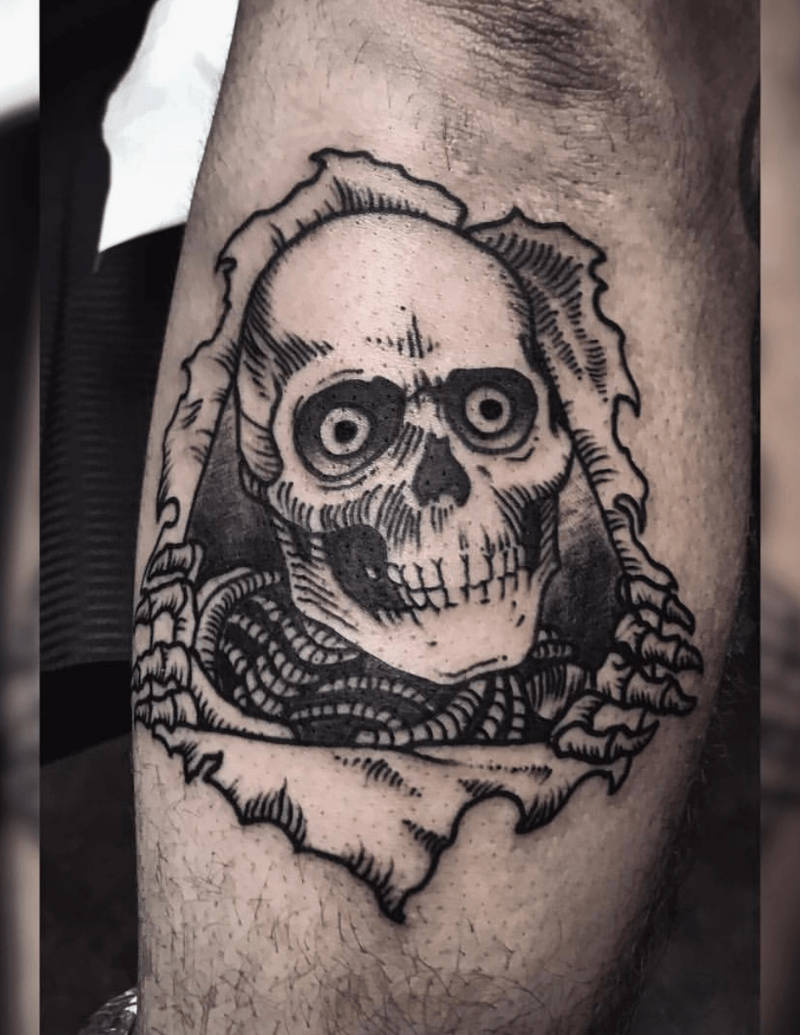 Skull Tattoo Black Line Work - Alex Ortagus - Chosen Art Tattoo